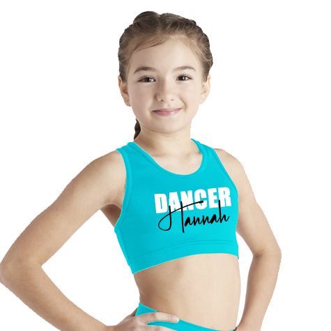 Girls Sports Bra Varsity Racer Back Multi Color Cheerleader Dance Gym Size M