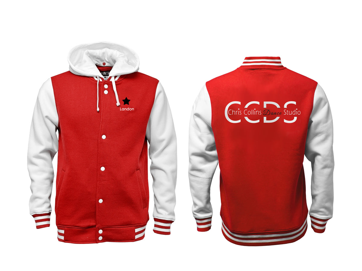 Chris Collins Dance Studio Varsity Jacket with Hood - Embroidered Full Back