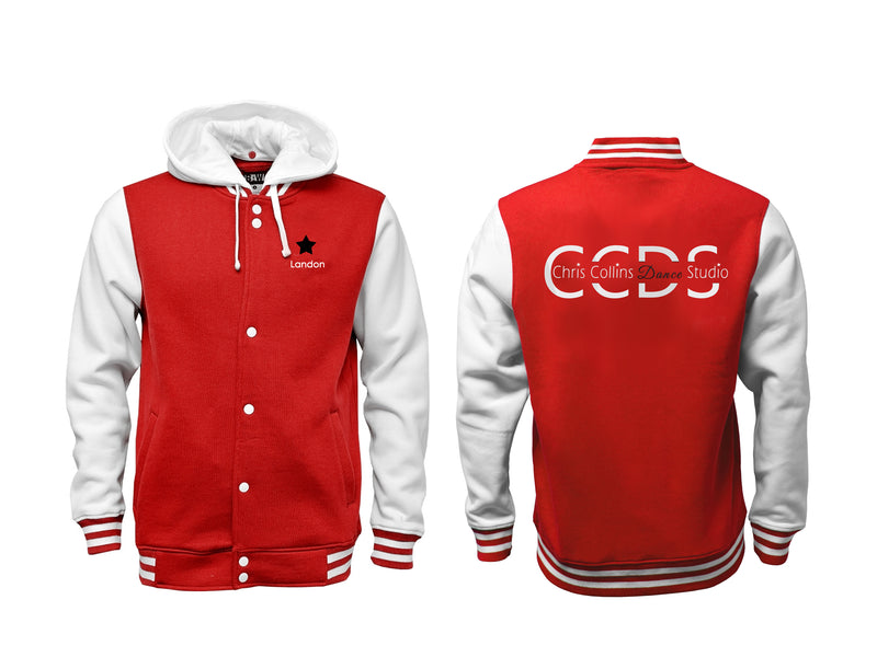 Chris Collins Dance Studio Varsity Jacket with Hood - Embroidered Full Back