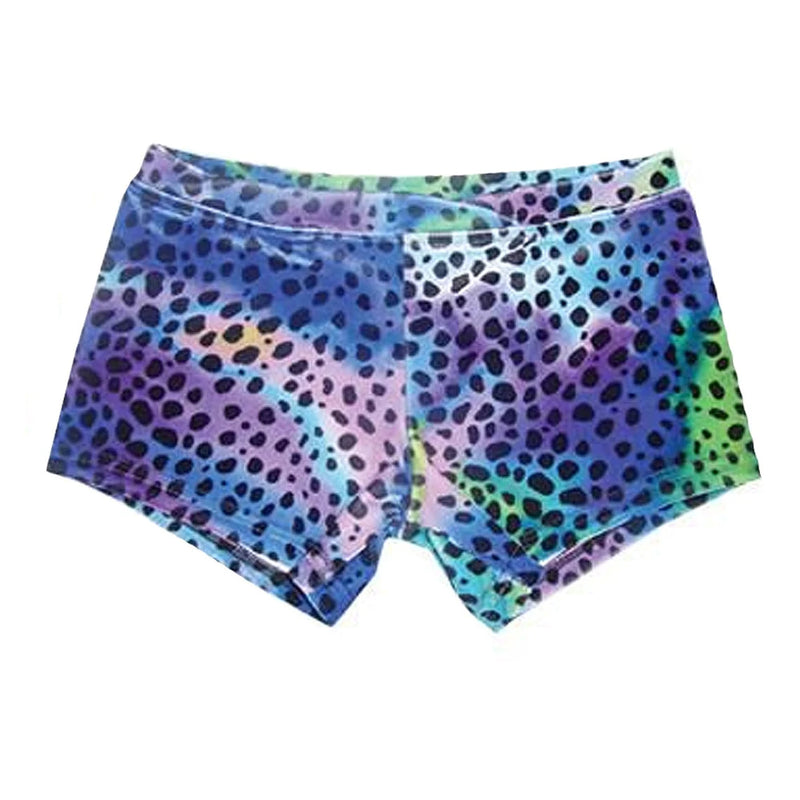 Ombre Blue Leopard Velour Booty Shorts