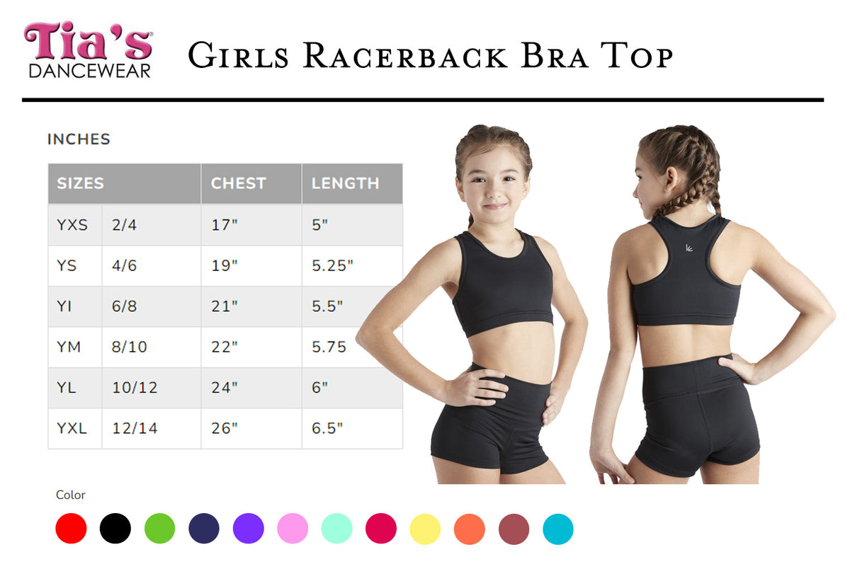 Girls Racerback Training Sports Bras 8-10 10-12 