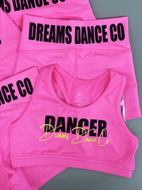Dreams Dance Co DANCER Racerback Sports Bra - HOT PINK