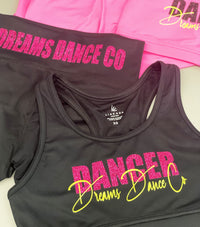 Dreams Dance Co DANCER Racerback Sports Bra - BLACK