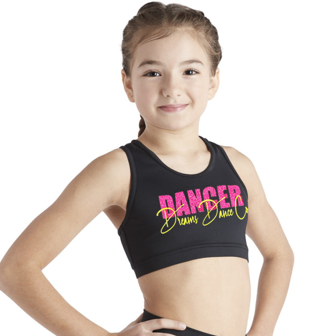 Dreams Dance Co DANCER Racerback Sports Bra - BLACK